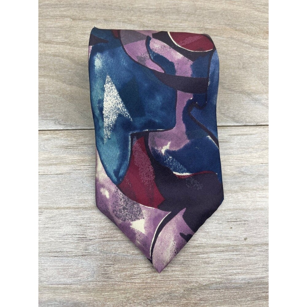 Mark Alexander Men's Tie Blue Burgundy Purple Abstract Silk